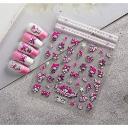 5D-M1230   10pcs/lot Kuromi Embossed Nail Stickers