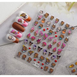 5D-M1241   10pcs/lot Hello Kitty/Kuromi Embossed Nail Stickers