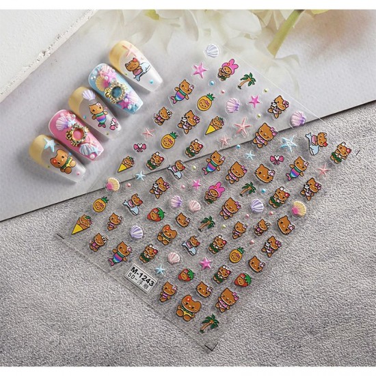 5D-M1243   10pcs/lot Hello Kitty Embossed Nail Stickers