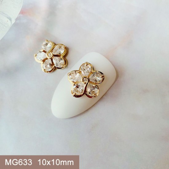 MG633  10pcs/lot Flower Zircon Nail Art