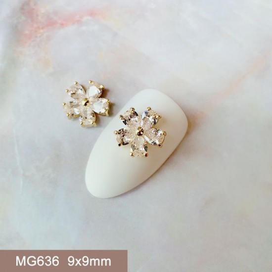 MG636  10pcs/lot Flower Zircon Nail Art