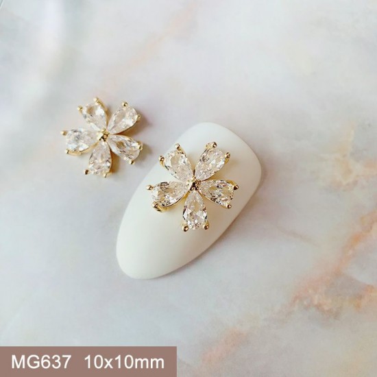 MG637  10pcs/lot Flower Zircon Nail Art